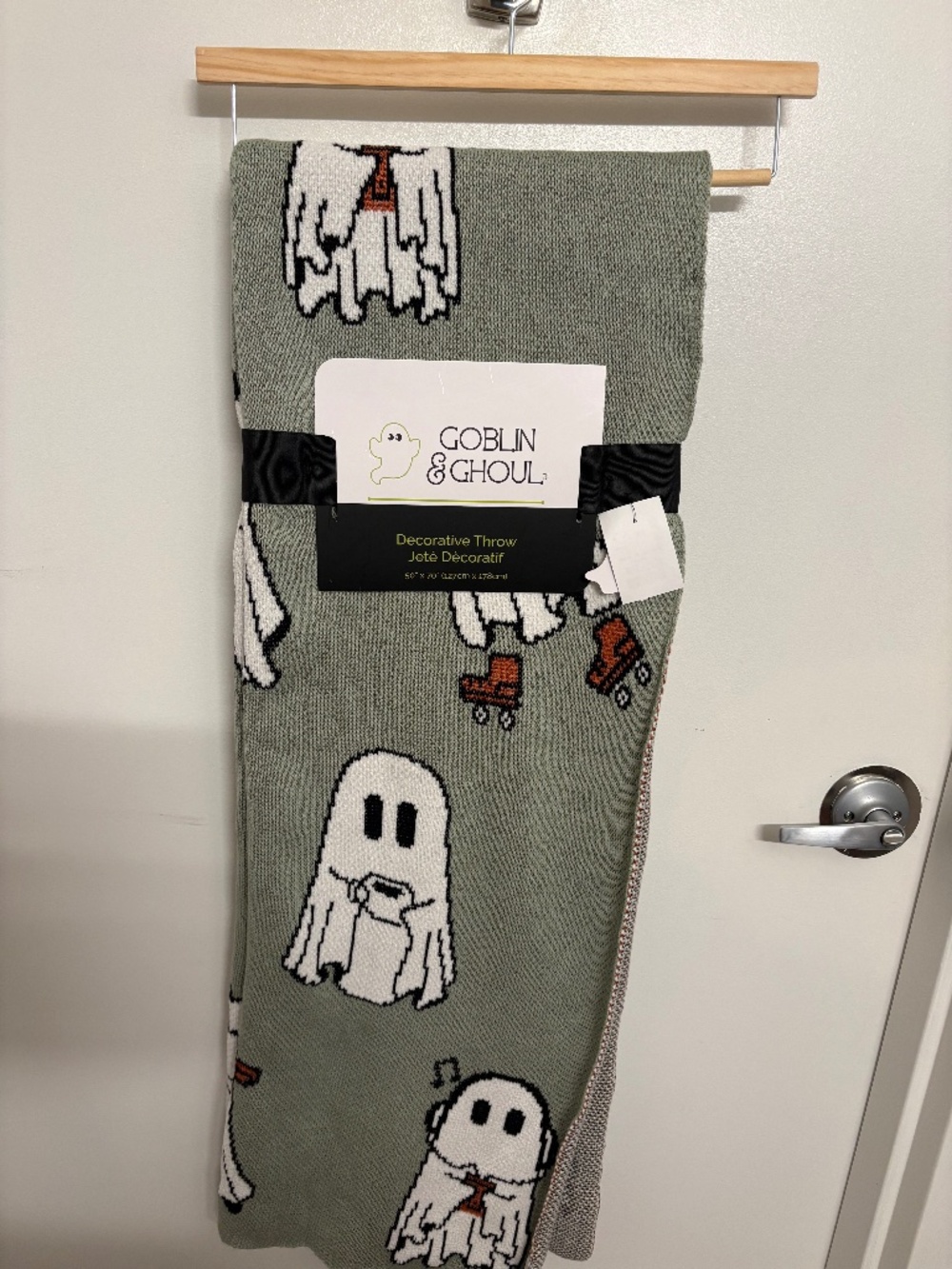 VIRAL Goblin & Ghoul Ghost Decorative Throw - Sage Green skates, coffee, music